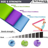 Strauss Yoga Resistance Bands (Pack of 3) and Toning Tube, (Blue)